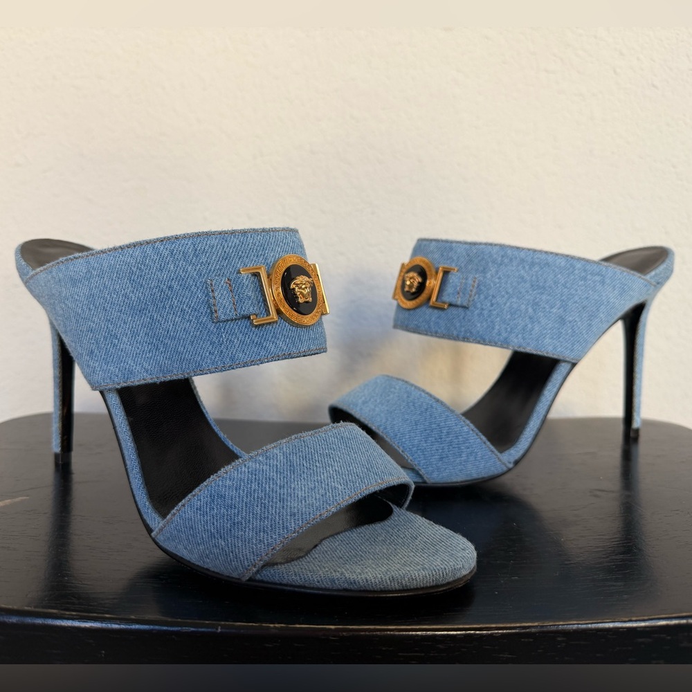 Versace Denim and Gold Sandal